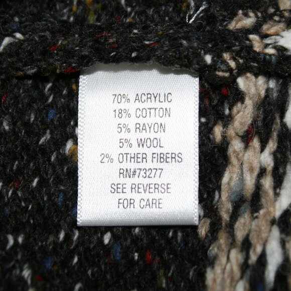 CROFT & BARROW Sweater Fair Isle Wool Blend Classic Ski Trip Thick Gray White L - Picture 6 of 12